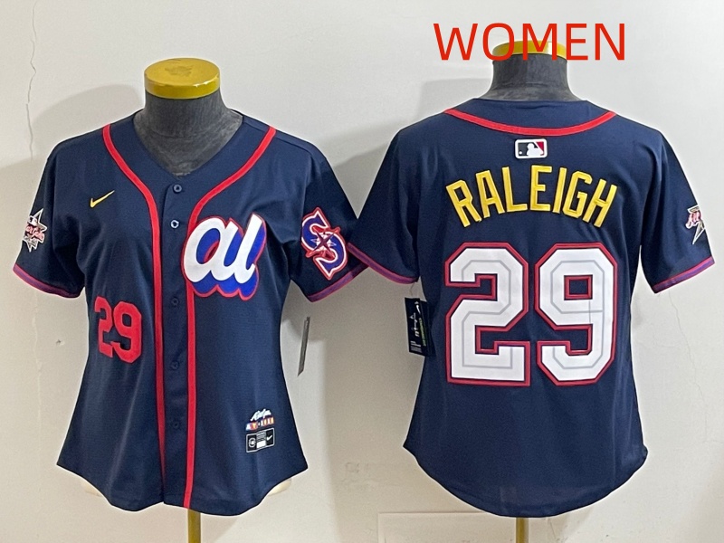 Women 2025 Seattle Mariners 29 Raleigh dark Blue All star Nike MLB Jersey style 015